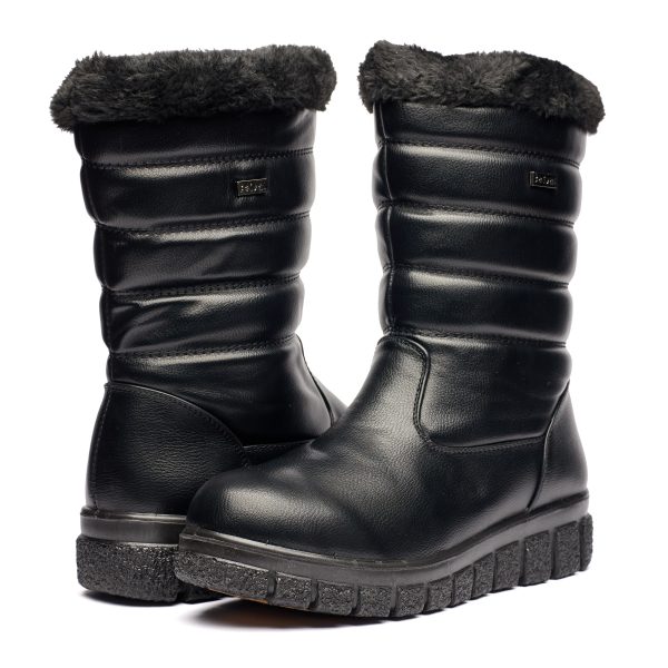 Cizme inblaniti dama J25-3, Negru - imagine 3