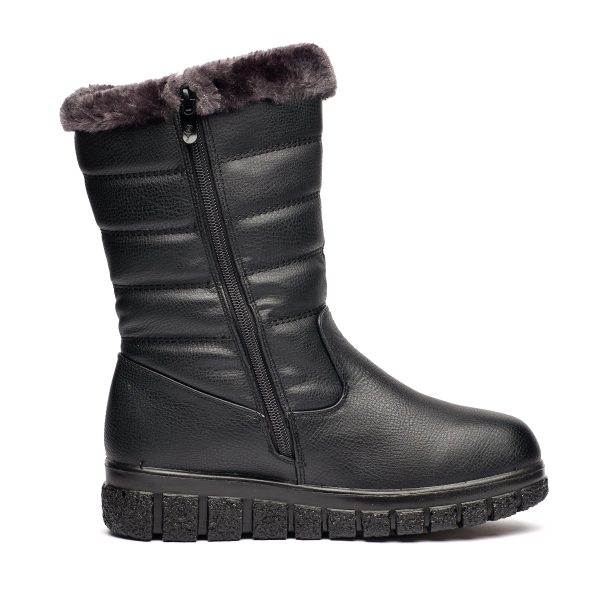 Cizme inblaniti dama J25-1, Negru - imagine 6