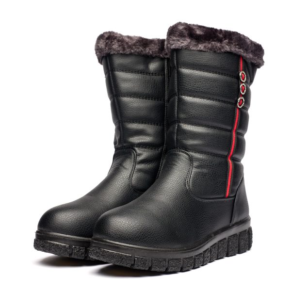 Cizme inblaniti dama J25-1, Negru - imagine 2