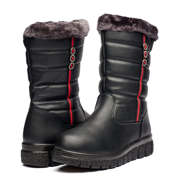 Cizme inblaniti dama J25-1, Negru - imagine 3