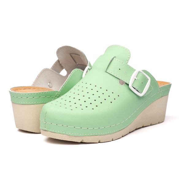 Saboti medicali piele dama Tellus 27-09, Verde - imagine 3