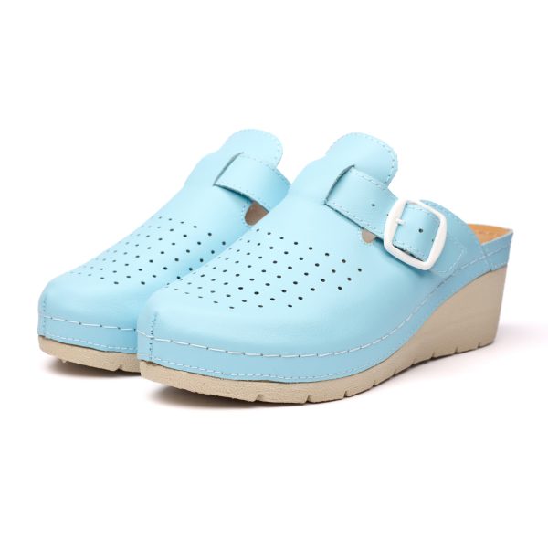 Saboti medicali piele dama Tellus 27-09, Albastru - imagine 2