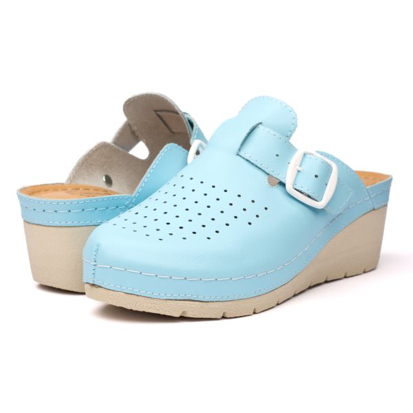 Saboti medicali piele dama Tellus 27-09, Albastru - imagine 3