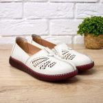 Pantofi piele dama  W043211, Bej deschis