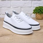 Pantofi piele dama 595001, Alb