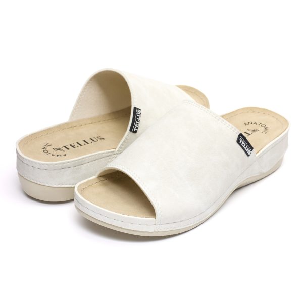 Papuci dama "Tellus" 25-51/1, Alb - imagine 3