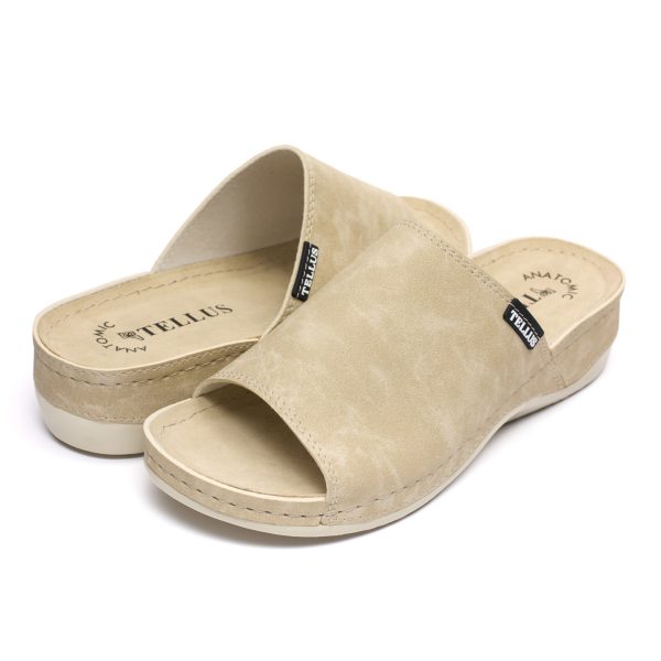 Papuci dama "Tellus" 25-51/1, Bej - imagine 2