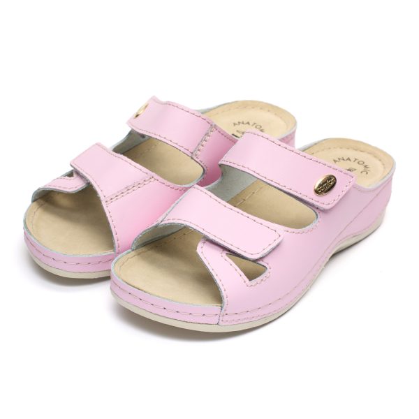 Papuci piele "Tellus" 25-03, Roz - imagine 2