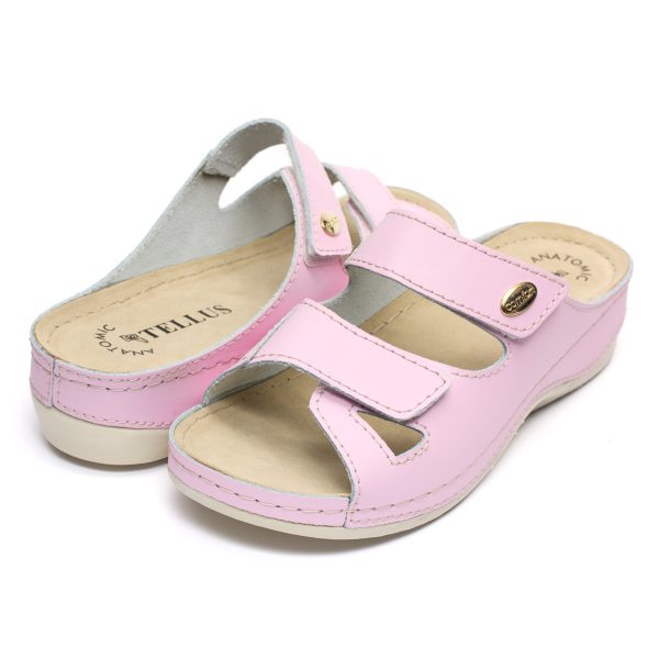 Papuci piele "Tellus" 25-03, Roz - imagine 3