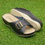 Papuci piele "Tellus" 25-01, Negru