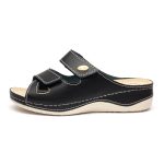 Papuci piele "Tellus" 25-03, Negru - imagine 4