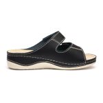 Papuci piele "Tellus" 25-03, Negru - imagine 5