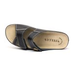 Papuci piele "Tellus" 25-03, Negru - imagine 7