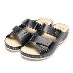 Papuci piele "Tellus" 25-03, Negru - imagine 2