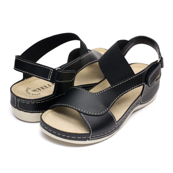 Sandale piele dama "Tellus" 25-04, Negru - imagine 3