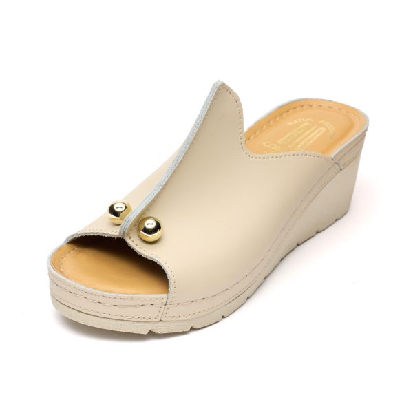 Saboti dama piele Tellus 27-02, Bej - imagine 4