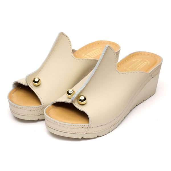 Saboti dama piele Tellus 27-02, Bej - imagine 2