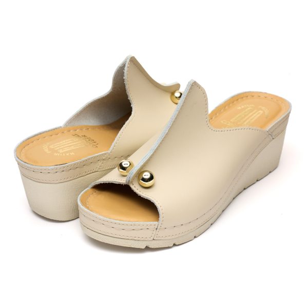 Saboti dama piele Tellus 27-02, Bej - imagine 3