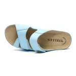 Papuci piele "Tellus" 25-03, Albastru - imagine 8