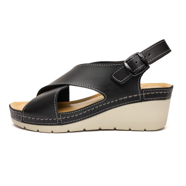 Sandale piele dama "Tellus" 27-03, Negru - imagine 5