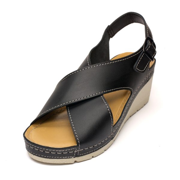 Sandale piele dama "Tellus" 27-03, Negru - imagine 4