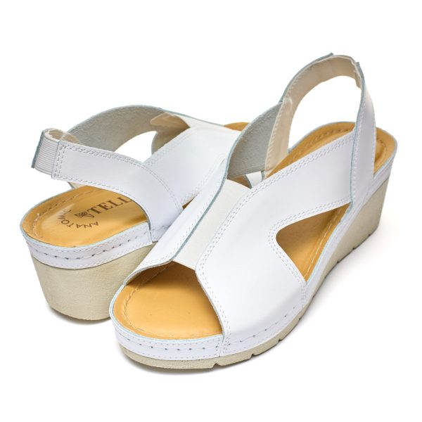 Sandale piele dama "Tellus" 27-04, Alb - imagine 3