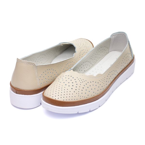 Pantofi piele dama W186058, Bej - imagine 3