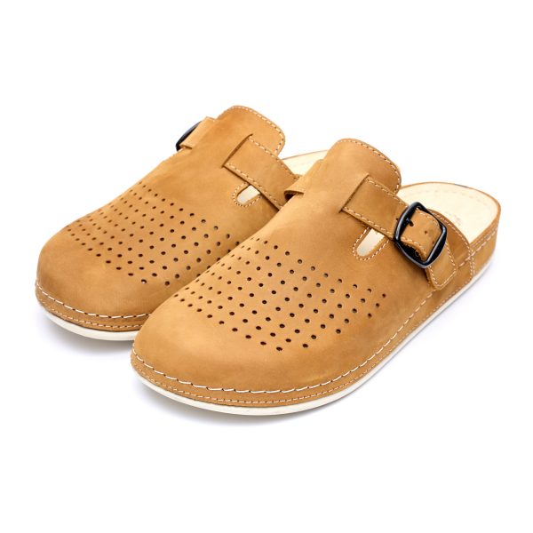 Saboti piele intoarsa  pentru barbati “Tellus” 30-09, Maro - imagine 2