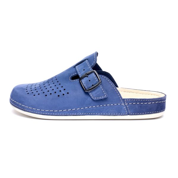 Saboti piele intoarsa  pentru barbati “Tellus” 30-09, Albastru - imagine 4