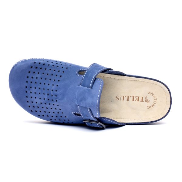 Saboti piele intoarsa  pentru barbati “Tellus” 30-09, Albastru - imagine 7