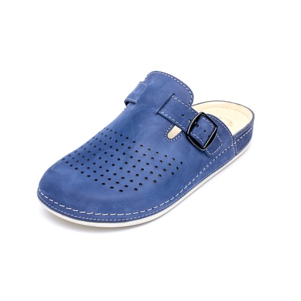 Saboti piele intoarsa  pentru barbati “Tellus” 30-09, Albastru - imagine 5