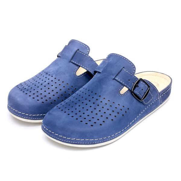 Saboti piele intoarsa  pentru barbati “Tellus” 30-09, Albastru - imagine 2