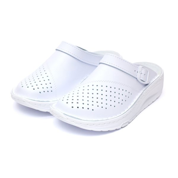 Saboti medicali piele dama Medibut 012L, Alb - imagine 3