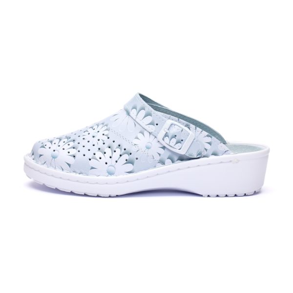 Saboti medicali piele dama Medibut 09L, Albastru cu flori - imagine 4