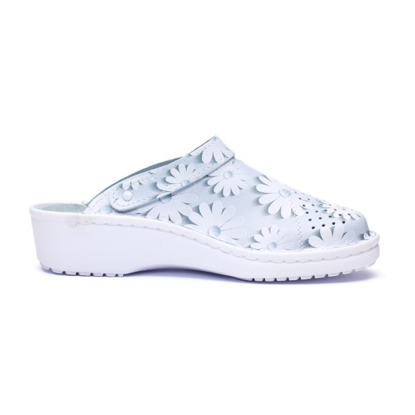 Saboti medicali piele dama Medibut 09L, Albastru cu flori - imagine 5