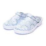 Saboti medicali piele dama Medibut 09L, Albastru cu flori - imagine 3