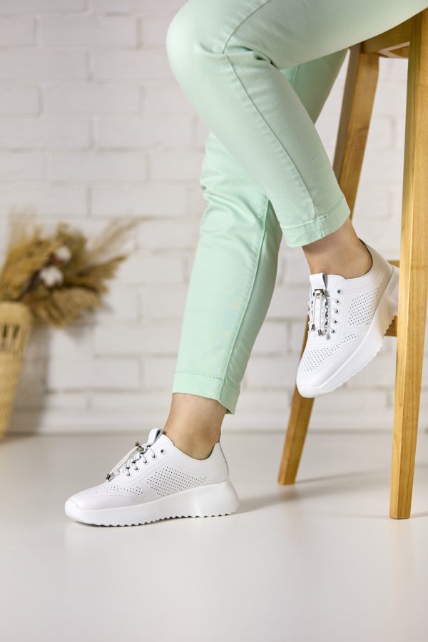 Pantofi piele dama JS703-2, Alb - imagine 2