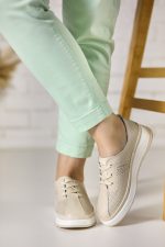 Pantofi piele dama FL957-3, Bej - imagine 2