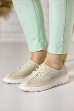 Pantofi piele dama FL957-3, Bej