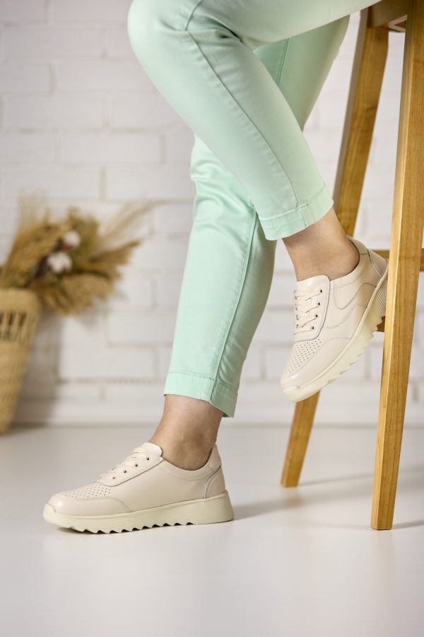 Pantofi piele dama FL963-3, Bej - imagine 3