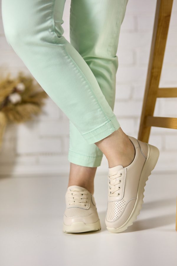 Pantofi piele dama FL963-3, Bej - imagine 2