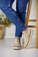 Pantofi piele dama FJ301-3, Bej - imagine 3