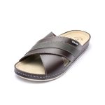 Papuci piele barbati Tellus 30-03, Maro - imagine 6