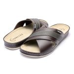 Papuci piele barbati Tellus 30-03, Maro - imagine 2