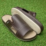 Papuci piele barbati Tellus 30-01, Cafeniu