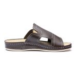 Papuci piele barbati Tellus 30-01, Cafeniu - imagine 5