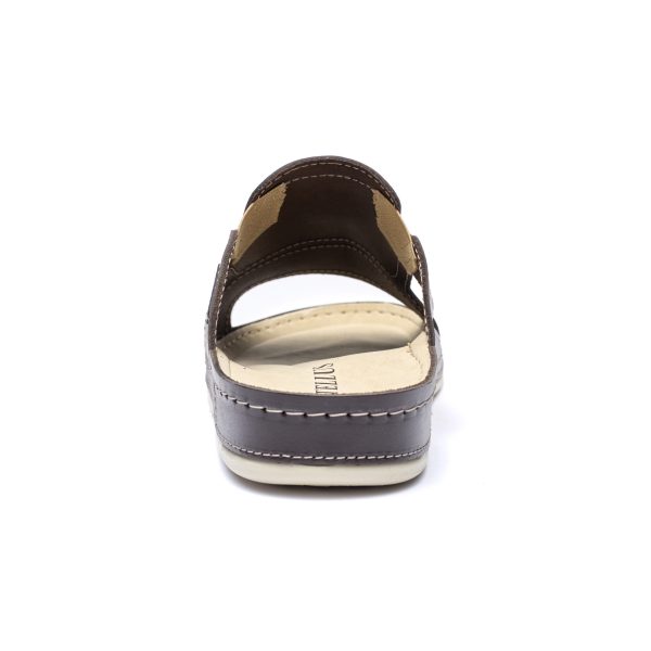 Papuci piele barbati Tellus 30-01, Cafeniu - imagine 8