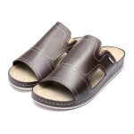 Papuci piele barbati Tellus 30-01, Cafeniu - imagine 3