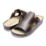 Papuci piele barbati Tellus 30-01, Cafeniu - imagine 2