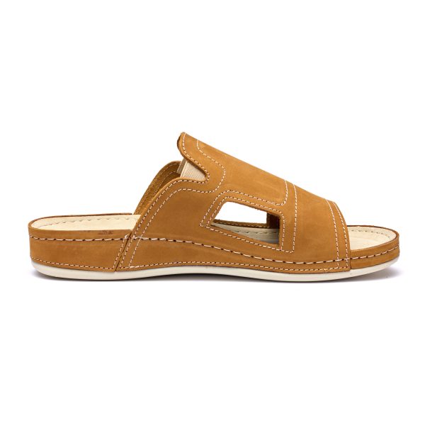 Papuci piele barbati Tellus 30-01, Maro - imagine 5